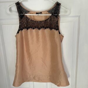 J. Crew Peach and Black Lace Side Zip Camisole Shell, Size 4